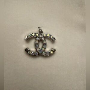 Chanel Silver Zipper Pull with Crystal Accents